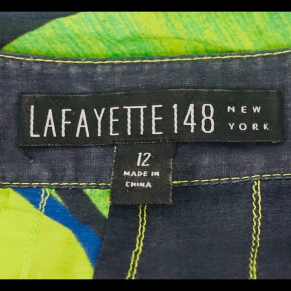 LAFAYETTE 148 New York Multi Green Floral Top - Picture 7 of 14